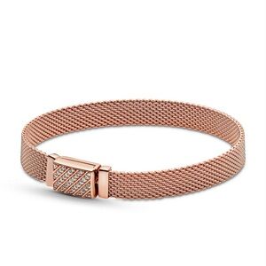 Pandora Rose Gold Mesh Bracelet with Sparkling Clasp